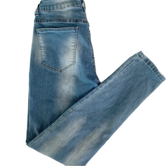 Distressed Embellished Blue Jeans Size  7 - Picture 3 of 5